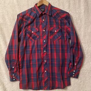 Gioberti Pearl Snap Shirt BOYS Size‎ 16 Red/Blue Plaid LONG Sleeve